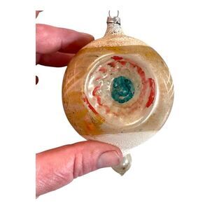 Vintage Mercury Christmas Ornament Indent Glass Mica Pink Poland HEX Shiny Brite
